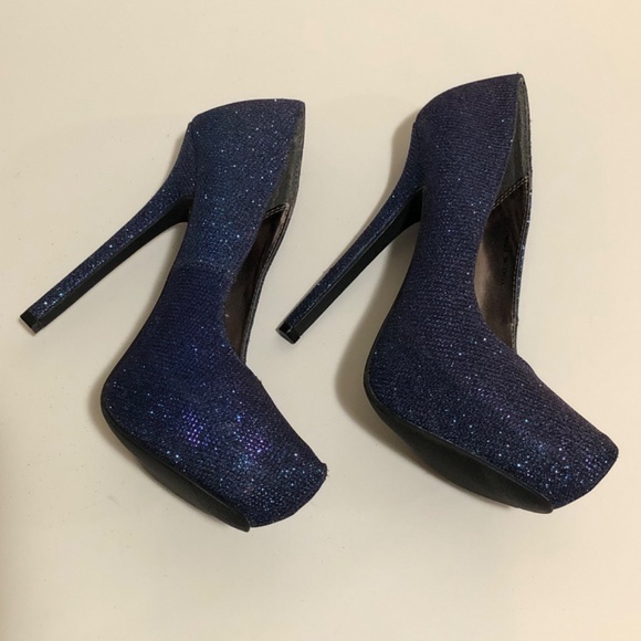 Shimmering Purple-Blue Platform High Heels XXI - Picture 3 of 8